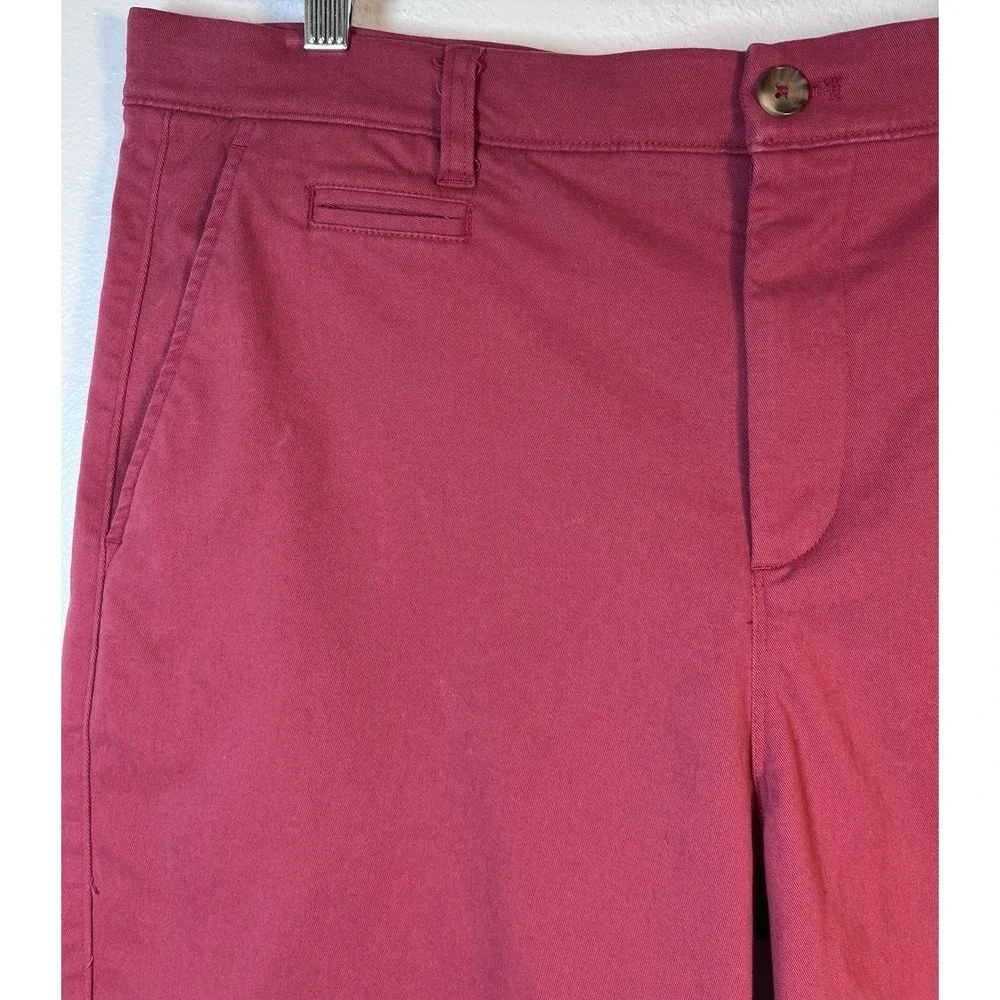 JOHNNIE-O Sz 34 Shorts Neal Malibu Red Flat Front Chino Stretch Twill *Flaw*